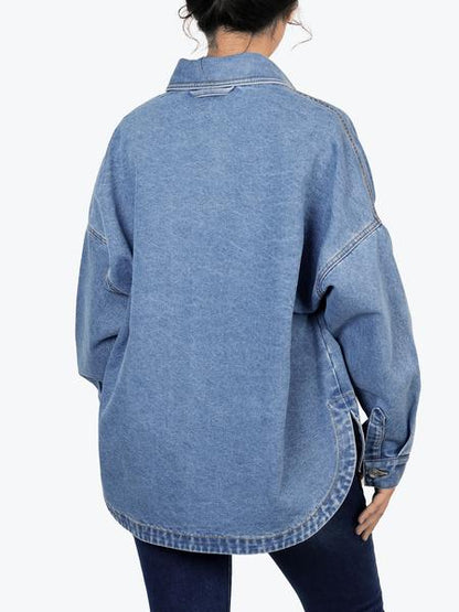 Drop Shoulder Curved Denim Jacket