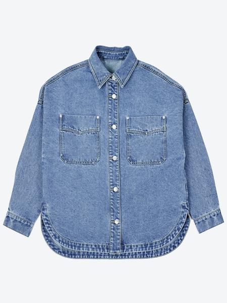 Drop Shoulder Curved Denim Jacket