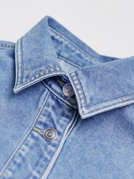 Drop Shoulder Curved Denim Jacket