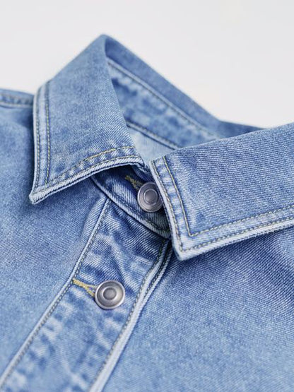 Drop Shoulder Curved Denim Jacket