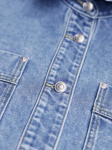 Drop Shoulder Curved Denim Jacket