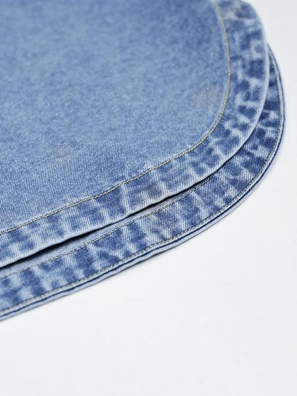 Drop Shoulder Curved Denim Jacket