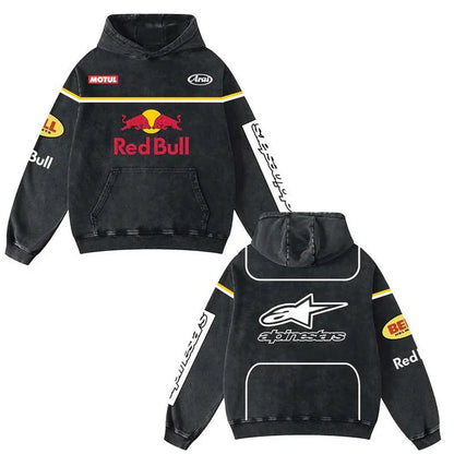 Washed Moto Inspired Hoodie
