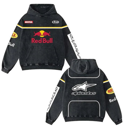 Washed Moto Inspired Hoodie